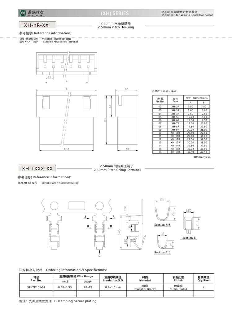 2.5 mm JST XH-Style Shrouded Male Connector
