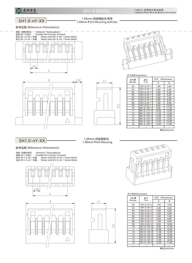 SH1.0 1.0mm Connector Socket Smt Socket Pin Header