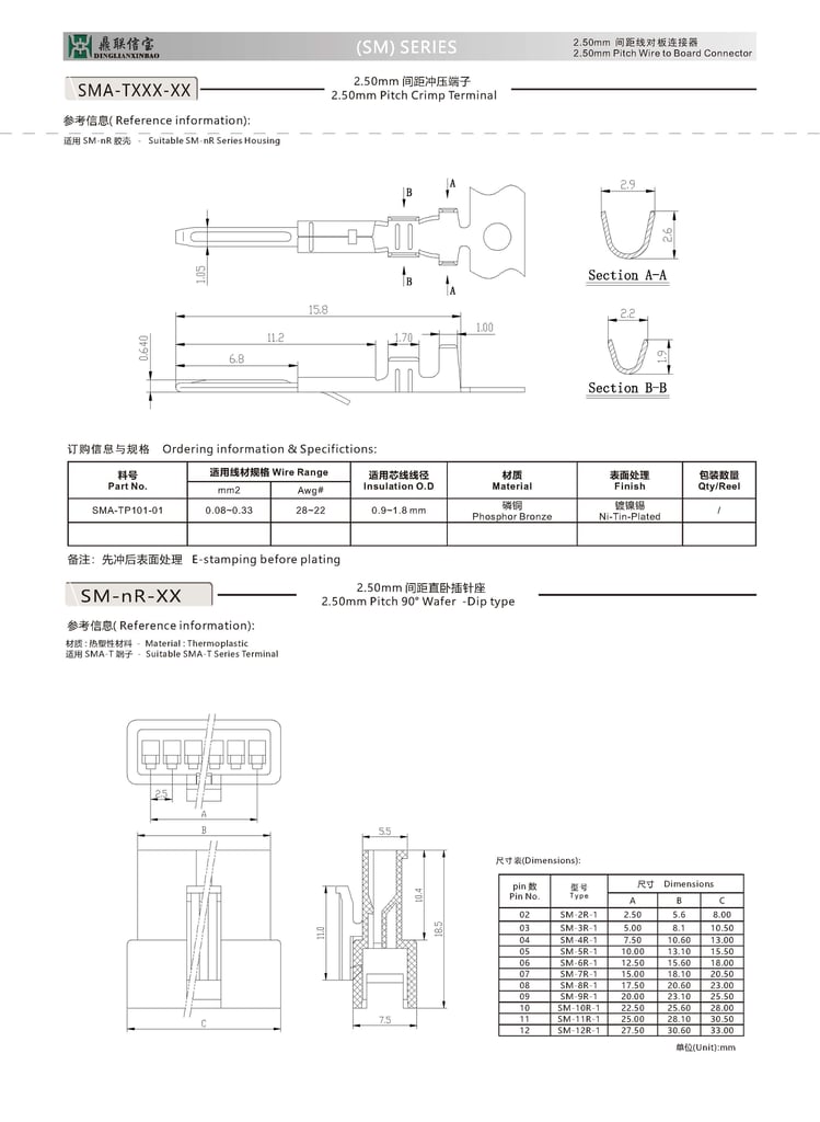 SM 2.5mm Pitch Wire to Wire Connectors