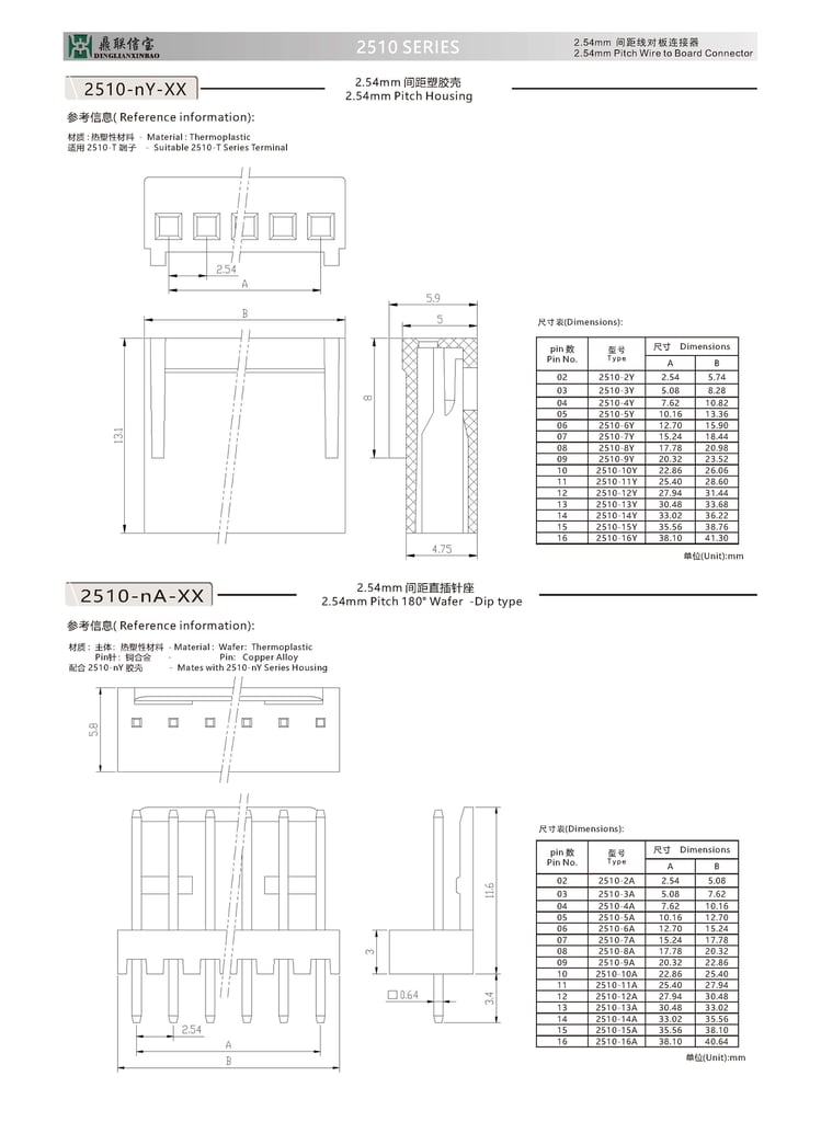 A2543(2510) Connector | 2.54mm Pitch