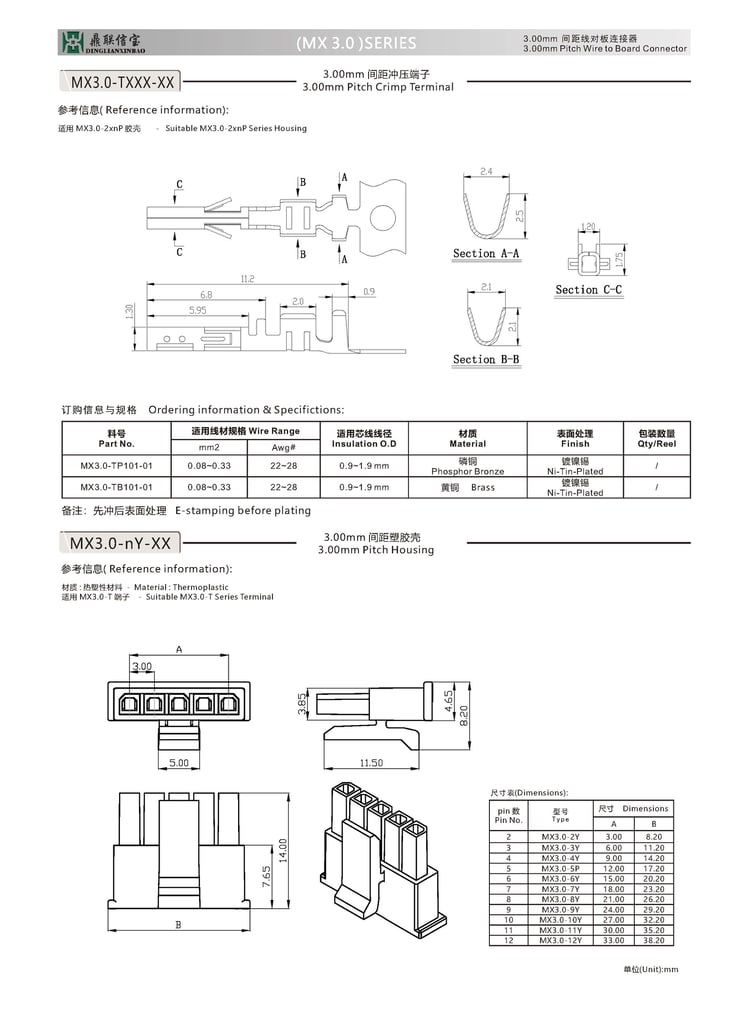 MX3.0-3.0mm Row Terminal Connector