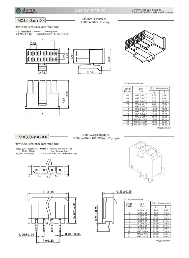 MX3.0-3.0mm Row Terminal Connector