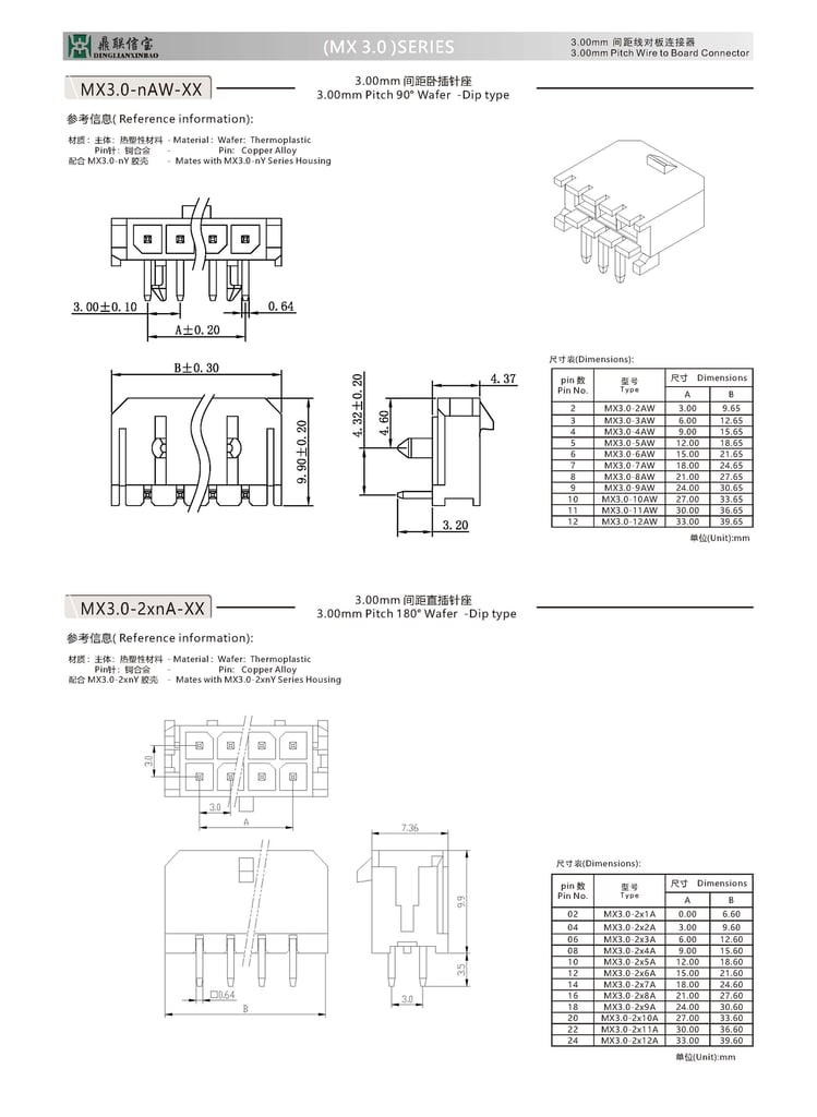 MX3.0-3.0mm Row Terminal Connector