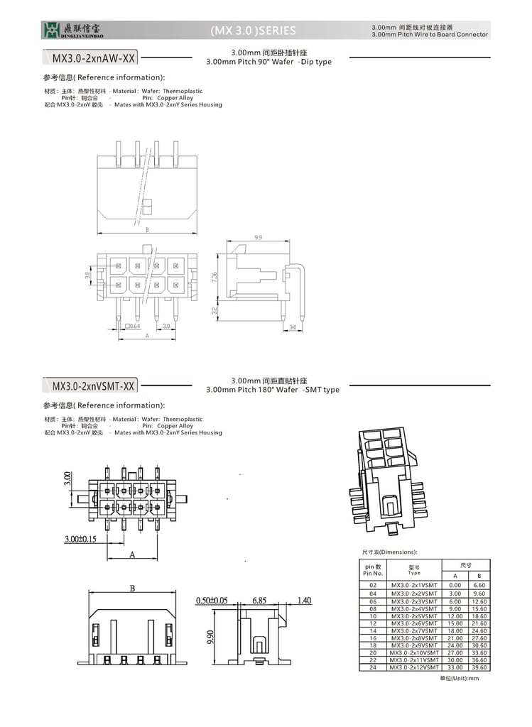 MX3.0-3.0mm Row Terminal Connector