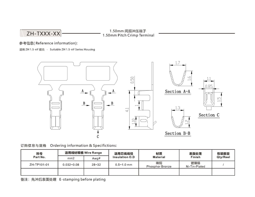 ZH 1.5mm pitch Wire to Board Connectors