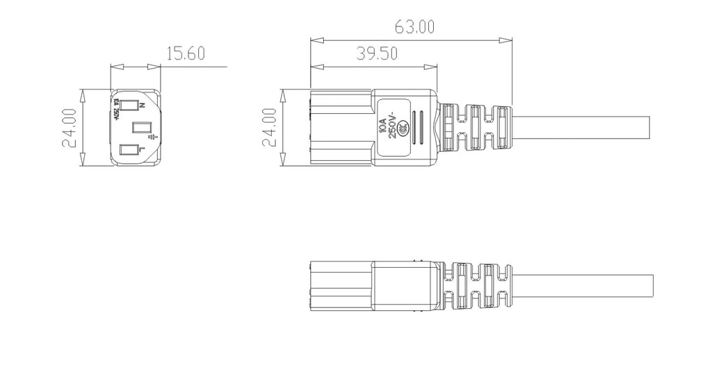 C13 Power Plug with Customized Rubber Cable