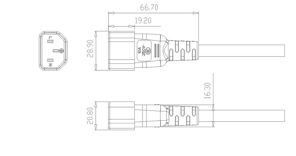 Waterproof Connectors wth C14 Power Plug CNC14-01 for Outdoor