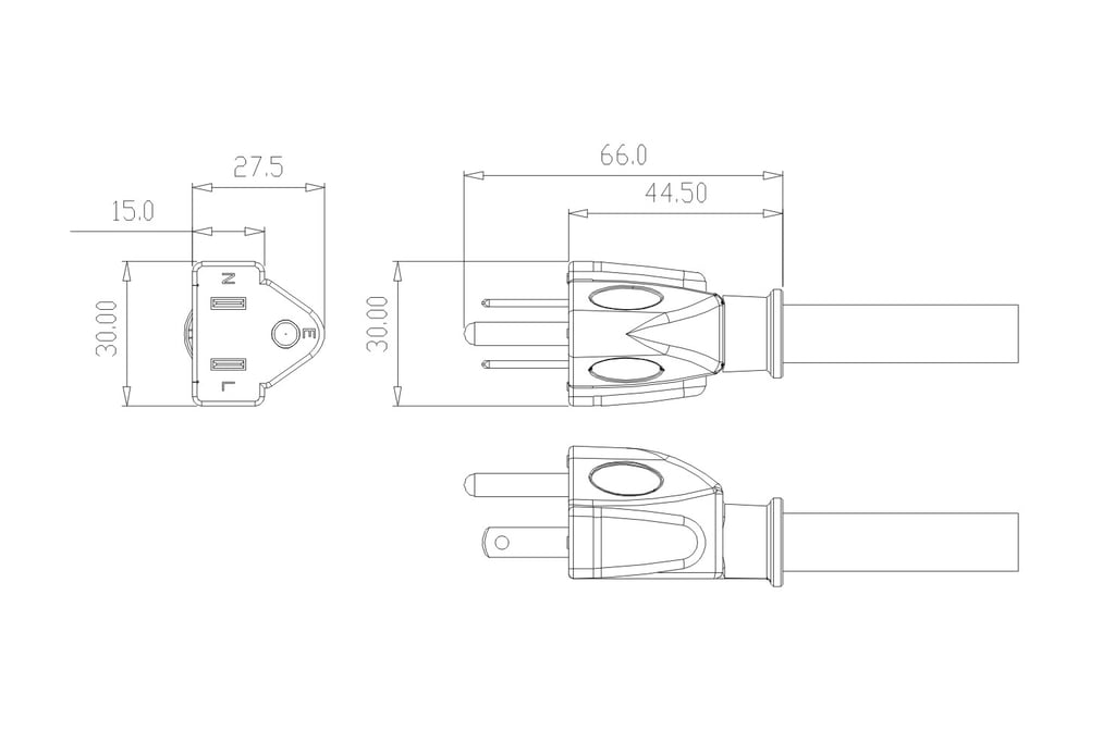125Voltages 3Pin US Power Plug DL-UL003-01