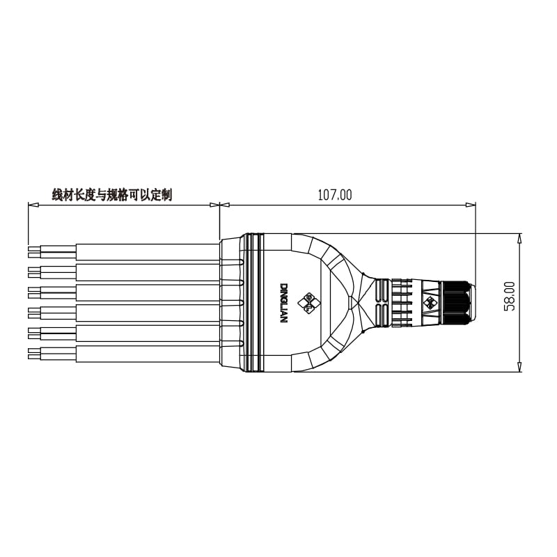 Screw Terminal Main Cable Y Type Waterproof Connectors Molding with Rubber Cable