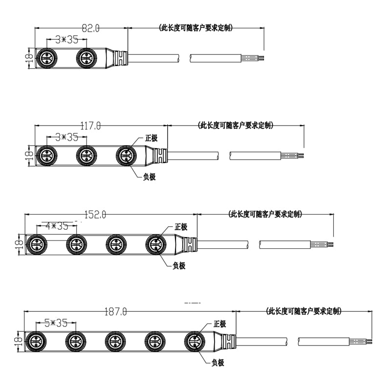 M15 F Type 1to2 1 to3 1to4 1to5 Tin The End Of The Module Wire Waterproof Connectors