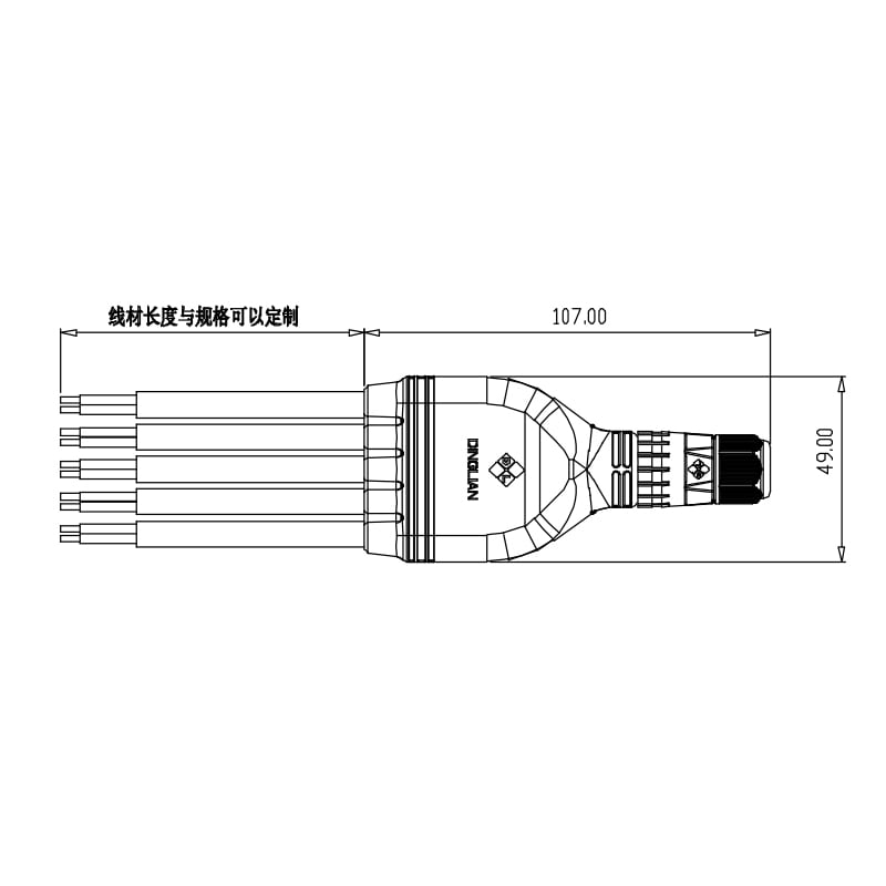 Y Type Waterproof Connectors Screw Terminal Assembled Plug with Customized Cable