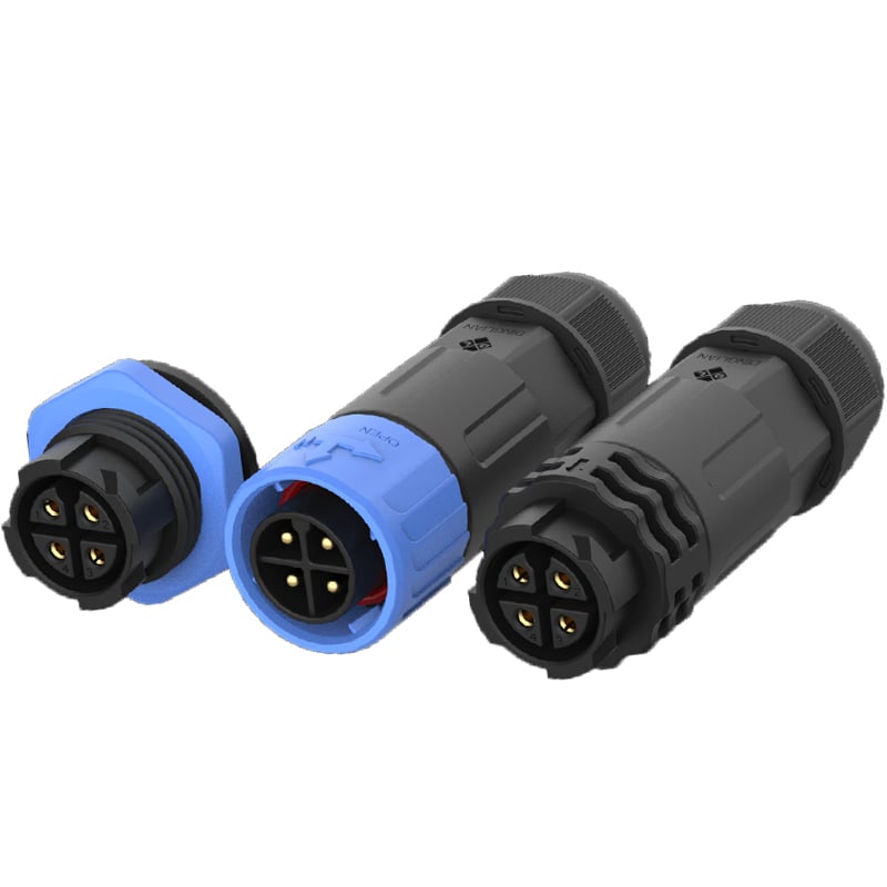LED Plug M25 Positive Direction 4Pin Assembled Waterproof Connectors