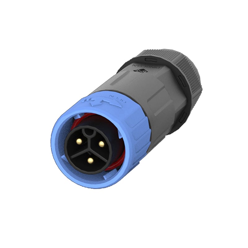 M20 Positive Direction Push Lock IP67 3Pin Waterproof Connectors Male to Female Plug