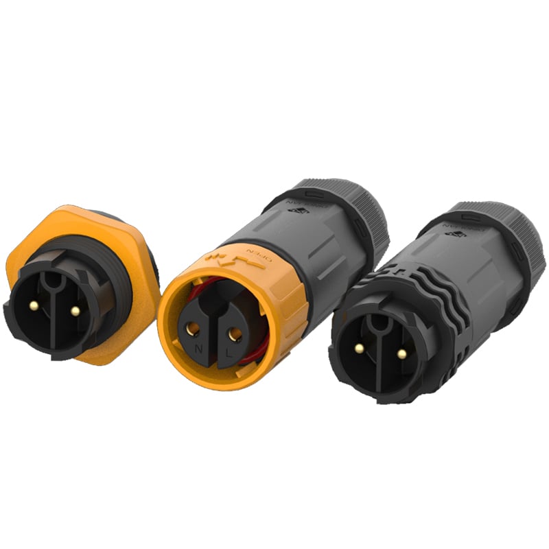 Push Lock M25 Reverse Direction 2Pin Waterproof Connector for Outdoor Lightings
