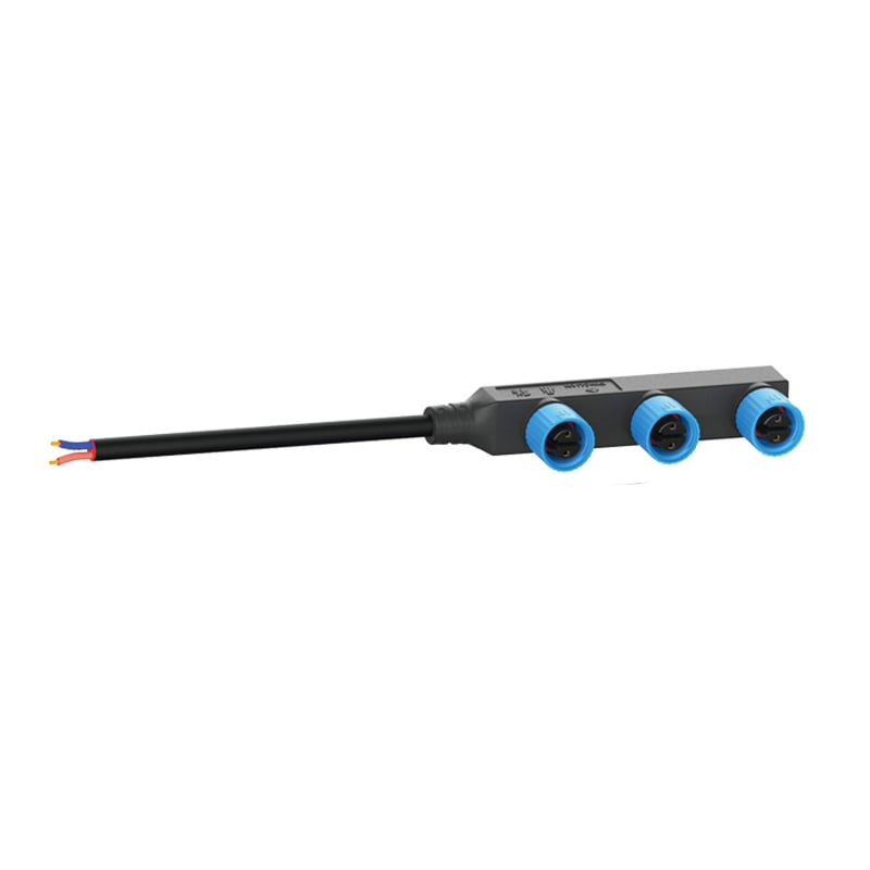 M15 F Type Waterproof Connectors Molding with Tin The End Of The Module Wire Parallel Connection 1 to 3 Socket
