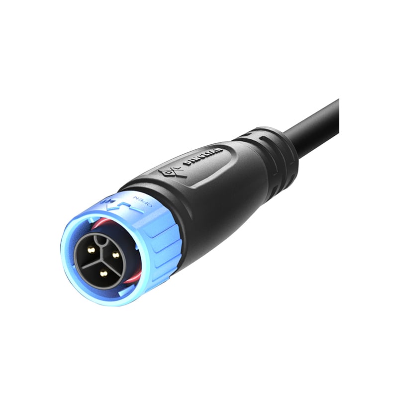 M20 Positive Direction Push Lock IP67 3Pin Waterproof Connectors Male to Female Plug