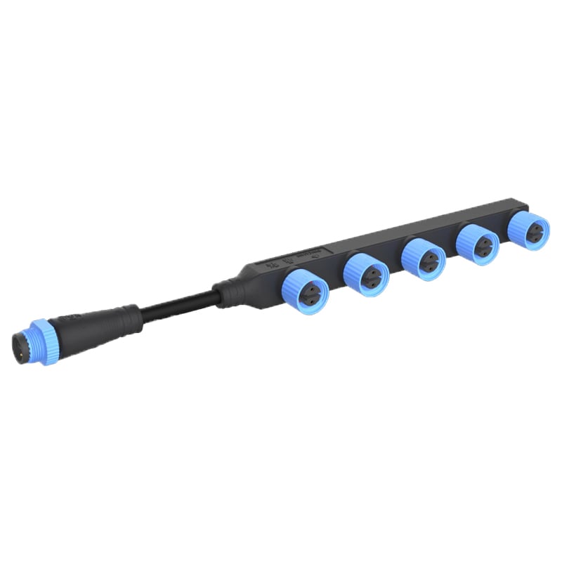 M15 2Pin F Waterproof Connectors  With Male Plug Parallel Connection 1 to 5 Socket