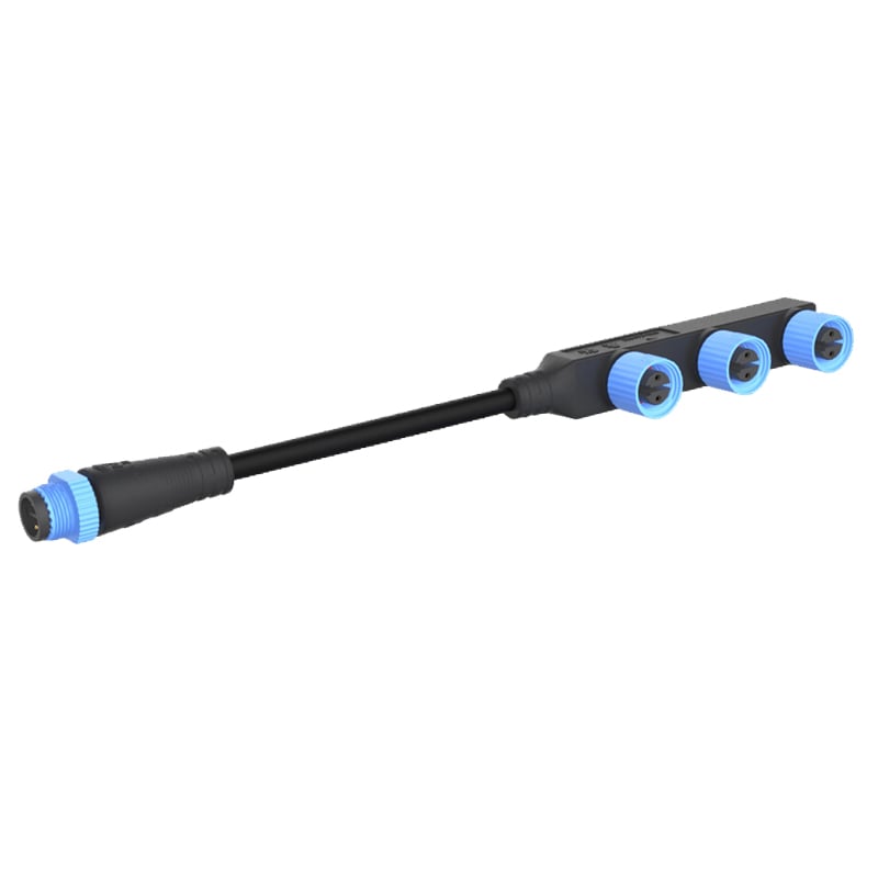 Waterproof Connector M15 F Type Modular Cable With Male Plug Parallel Connection 1 to 3 Socket