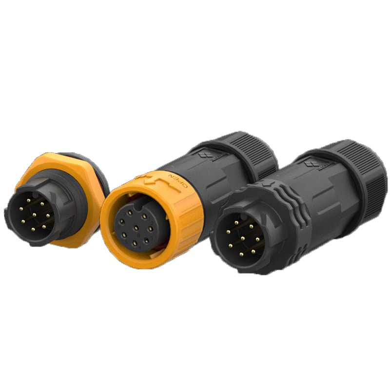 M20 Reverse Direction Waterproof Connectors 8pin Soldering Panel Mount Socket
