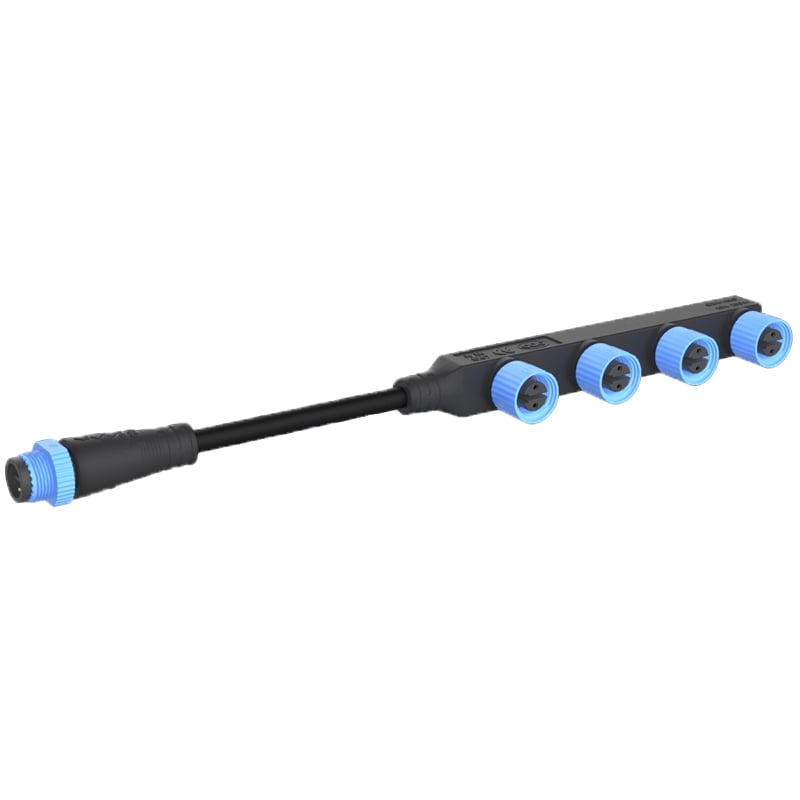 M15 F Socket Modular Cable With Male Plug Parallel Connection 1 to 4 2pin Waterproof Connectors