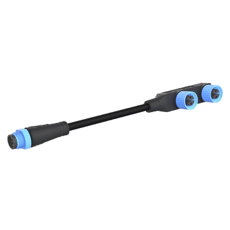 M15 F Type Socket Modular Cable With Male Plug Parallel Connection 1 to 2 Waterproof 2pin Connector