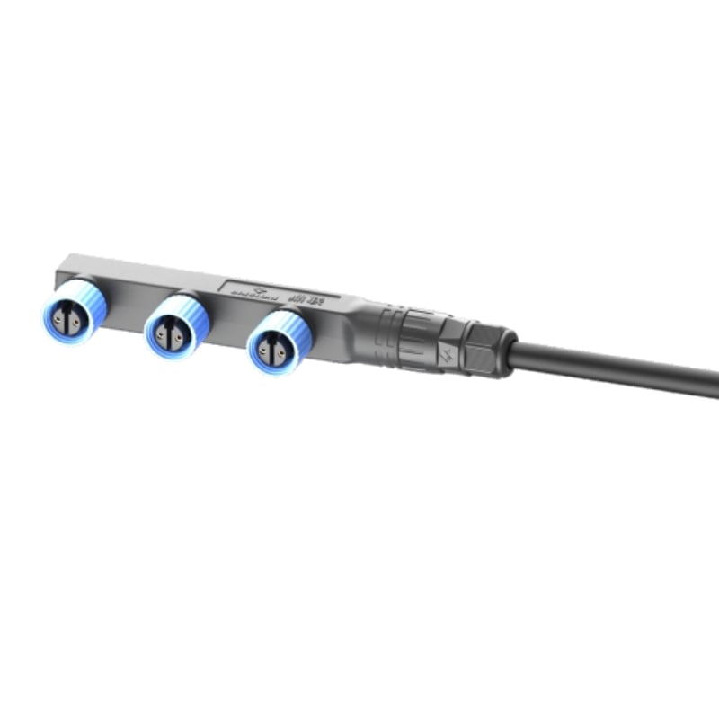 M15 F Type Waterproof Connector Modular Cable With Lock Screw Wiring Series Connection 1 to 3 Socket
