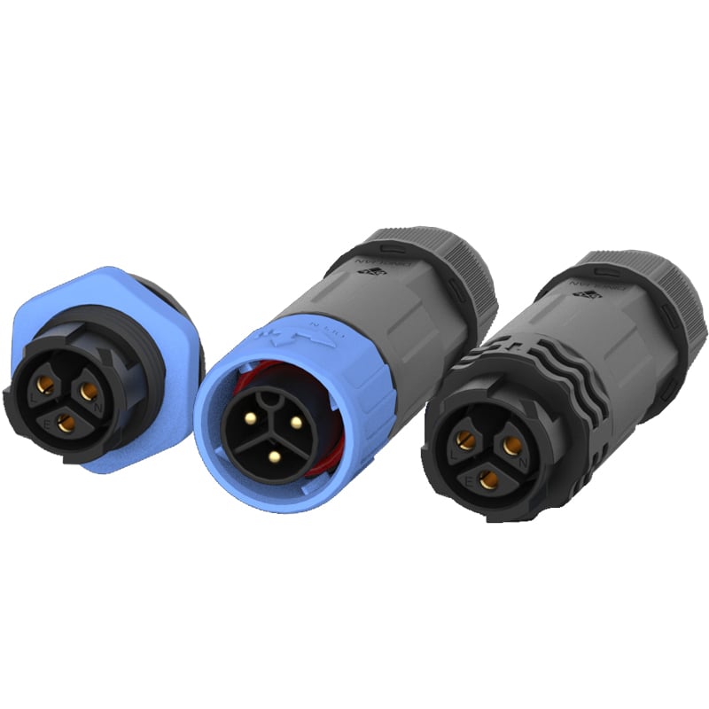 Assembled M20 Positive Direction 3pin Waterproof Connectors for Hortculture Lightings