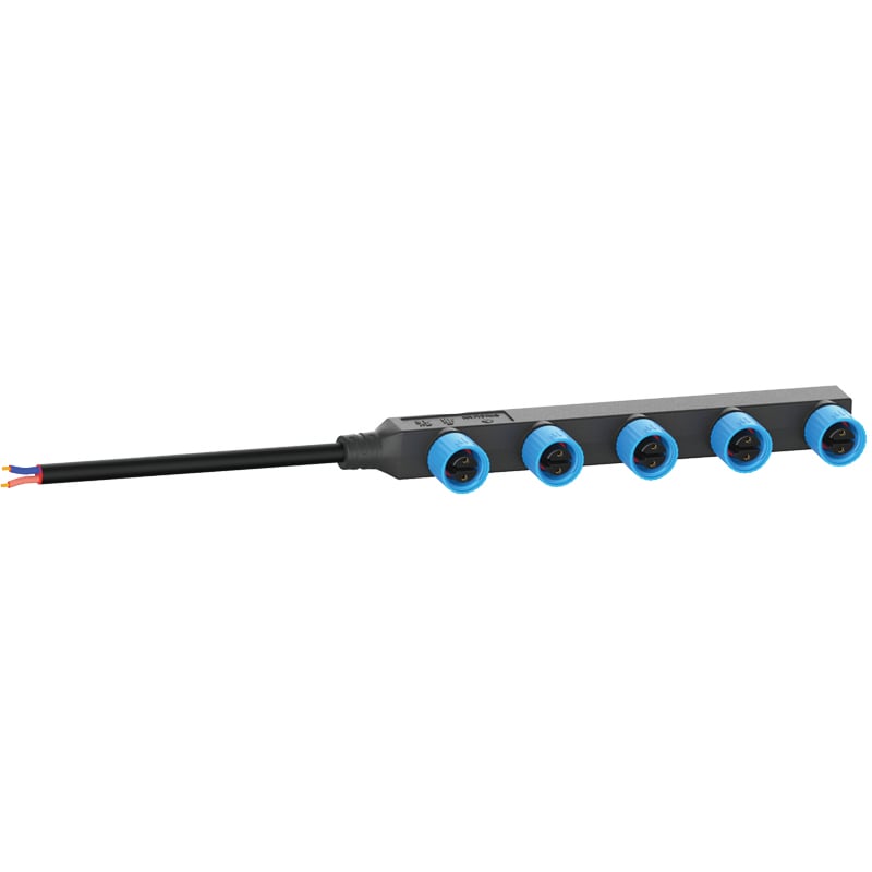 M15 F Type Socket with Customized Tin The End Of The Module Wire Parallel Connection 1 to 5 2pin Waterproof Connector