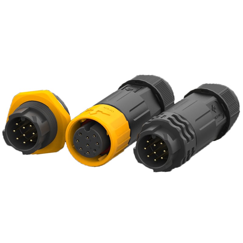 Push Lock M20 Reverse Direction 9pin LED Waterproof Connectors Assembled Plug