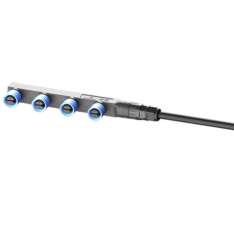 M15 F Type Connectors Modular Cable With Lock Screw Wiring Parallel Connection 1 to 4 2pin Socket