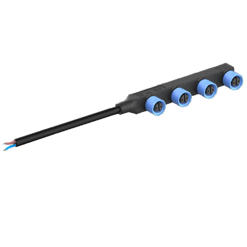 M15 Waterproof Connector F Type Molding with Tin The End Of The Module Wire Series Connection 1 to 4 Socket