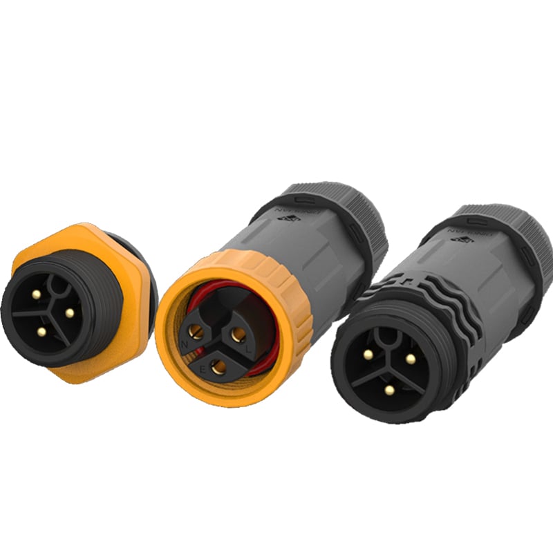 Push Lock M25 Reverse Direction 3Pin Connector Assembled Waterproof Plug