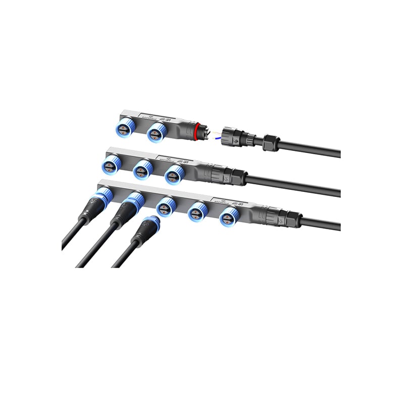 250Voltages M15 F Type Waterproof Connectors Modular Cable With Male Plug for Outdoor Lightings