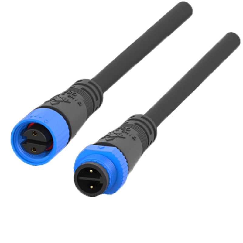 Dustproof and Waterproof M15 Circular PVC 2Pin Connector with Customized Cable