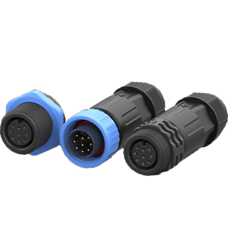 Push Lock M20 Positive Direction 9pin LED Waterproof Connectors Assembled Plug