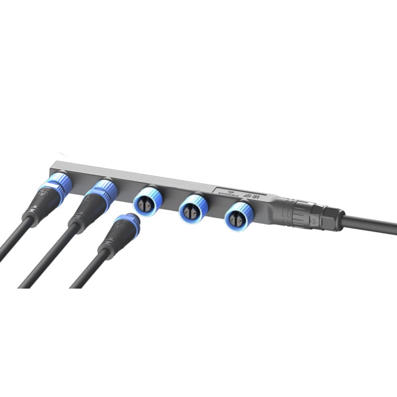 M15 F Type Waterproof Connectors Modular Cable With Lock Screw Wiring Series Connection 1to 5 Socket for Outdoor Lighting
