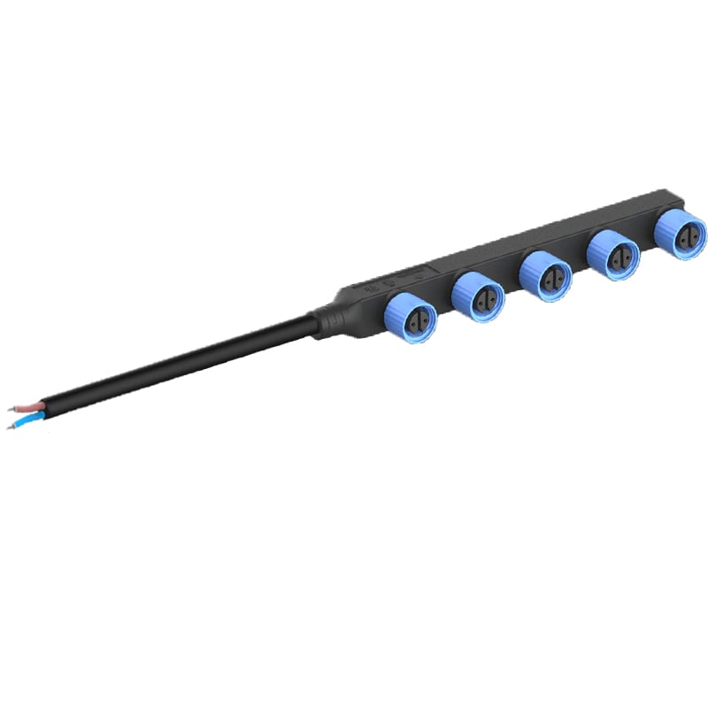 M15 F Type Connectors with Molding Tin The End Of The Module Wire Series Connection 1 to 5 2pin Waterproof Socket