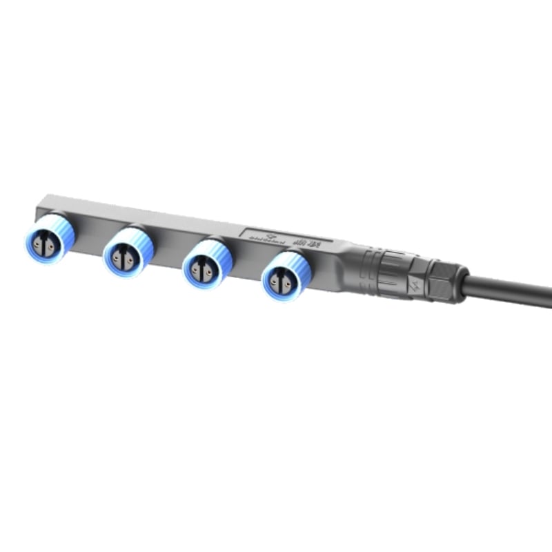 M15 F Socket Molding with Modular Cable With Lock Screw Wiring Series Connection 1 to 4 Waterproof Connector