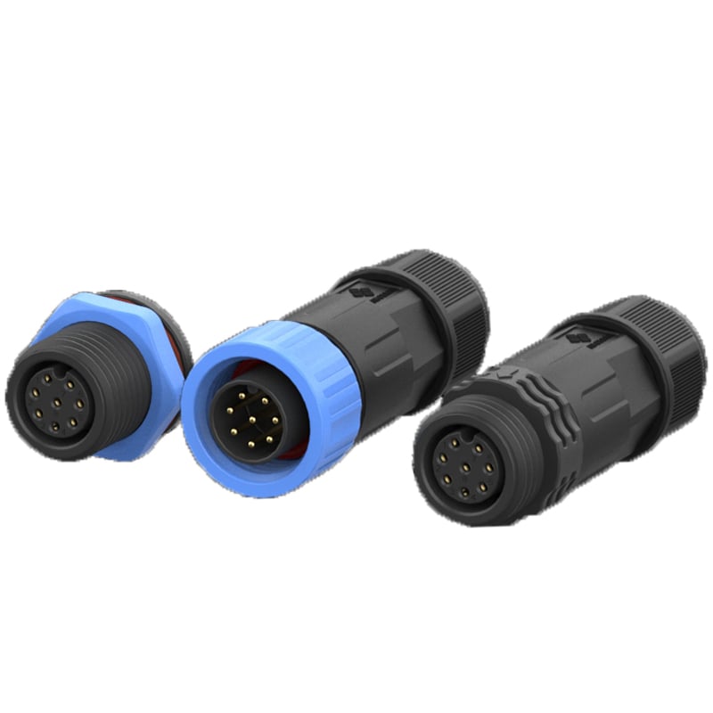 M20 Positive Direction Connectors 8pin Assembled Waterproof Socket
